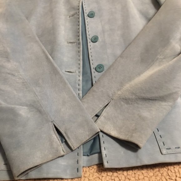 Ladies Blue Suede Leather Jacket   Size XL - Picture 7 of 16